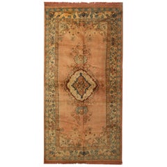 Tapis turcs anciens Oushak, tapis d'Anatolie, tapis de salon rouille