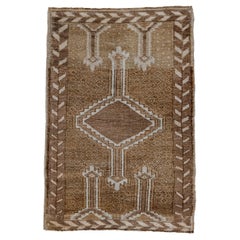 Vintage Oushak with Brown Field with Center Medallion