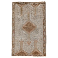 Vintage Oushak with Cream Field and Brown Border