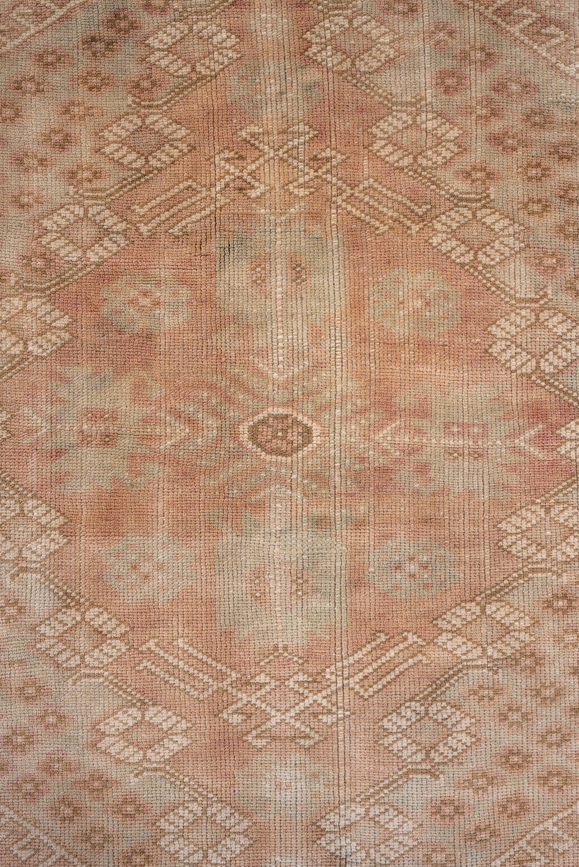 Annodato a mano Oushak vintage con design a rosette in vendita