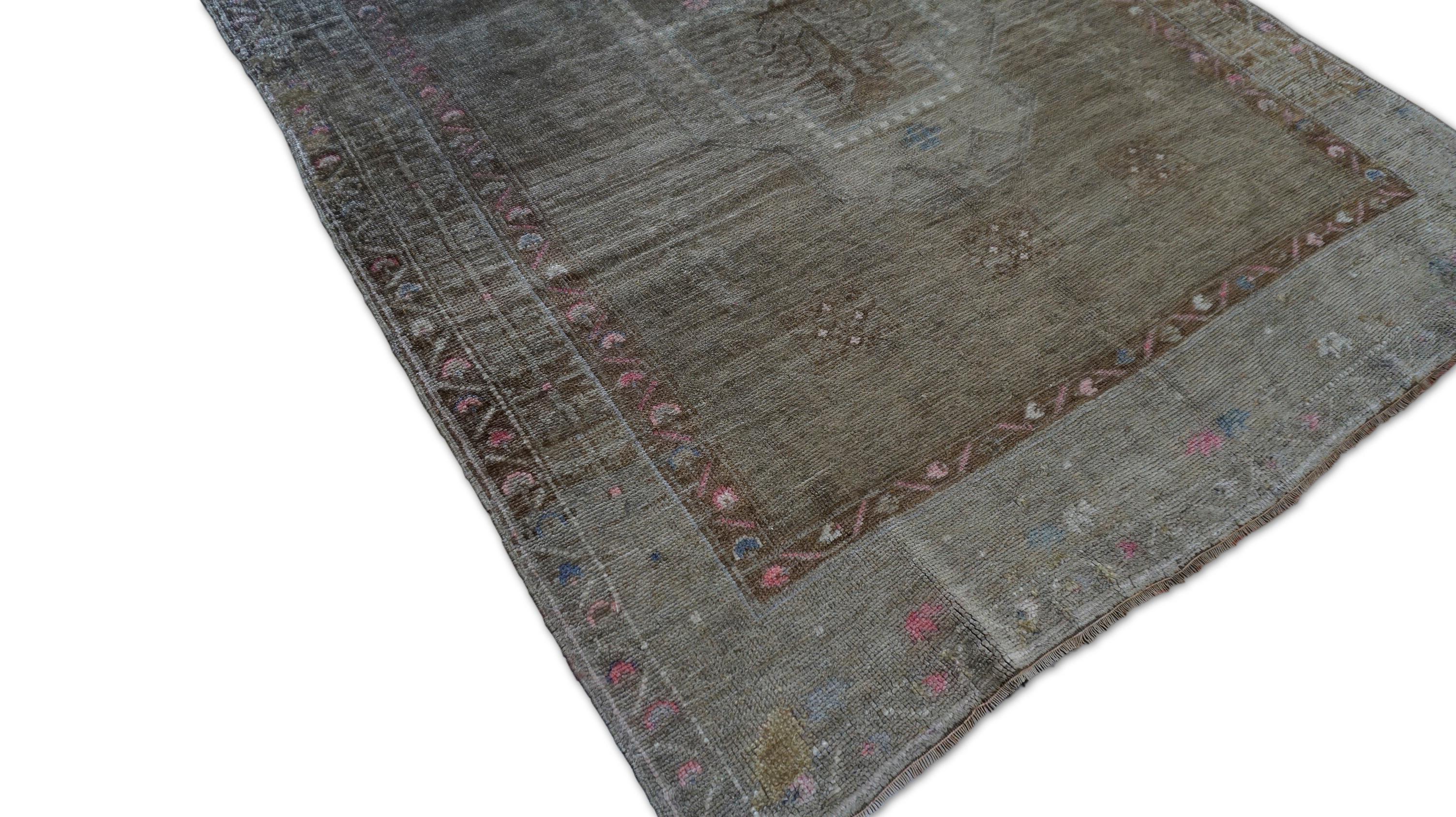 Tappeto vintage in lana Oushak Oliver e marrone 4'10''x7'8'' in vendita 1