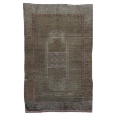 Vintage Oushak Wool Rug Olive and Brown 4'10''x7'8''
