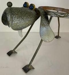 Vintage Outdoor Bobbing Dog Head Metal Planter