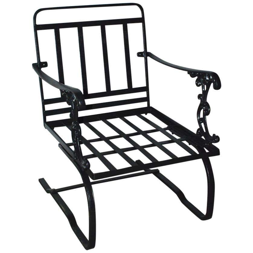 Vintage Outdoor Porch or Garden Lounge Chair on Spring Base at 1stDibs