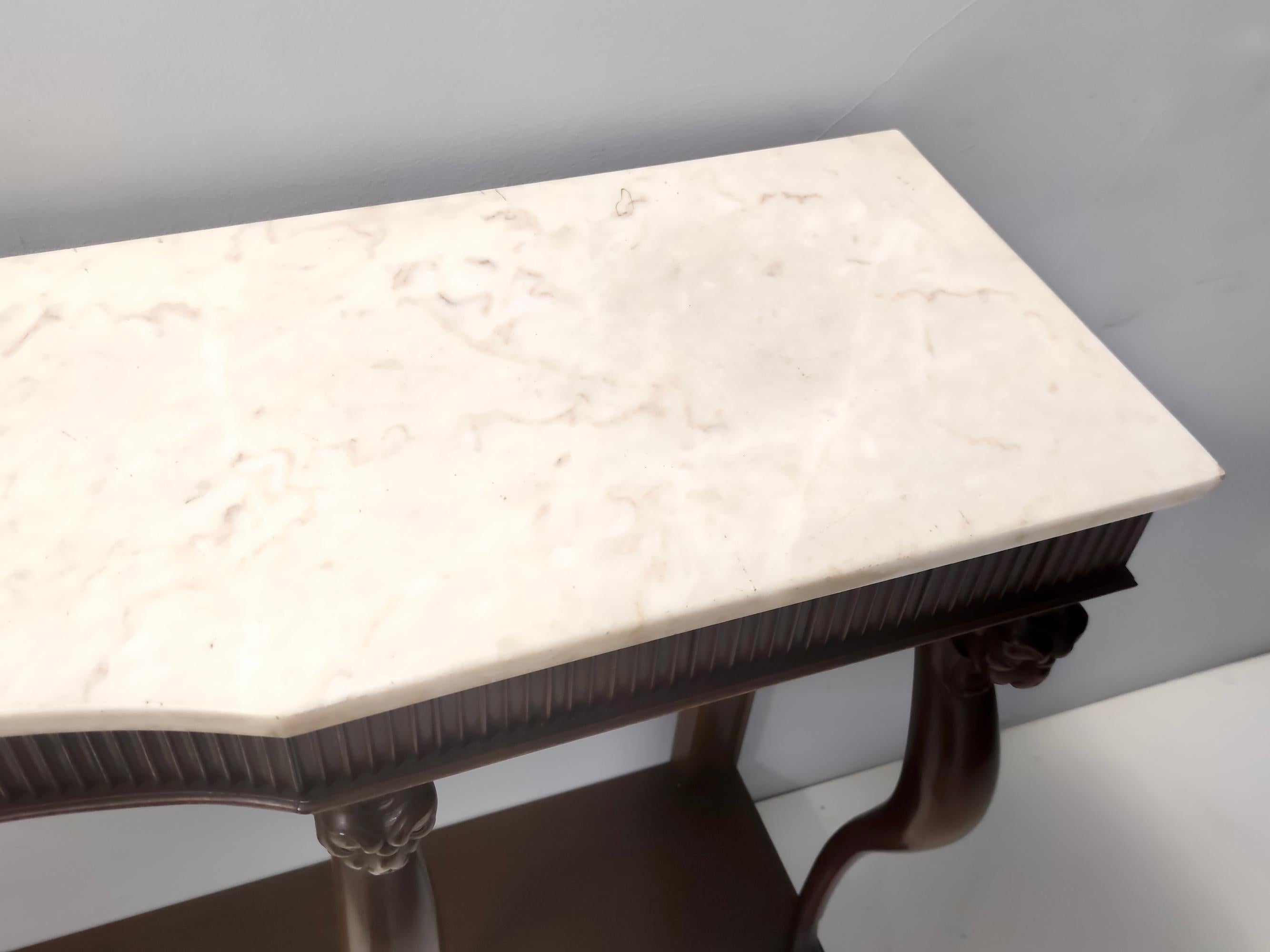 Exceptionnelle console de style néoclassique avec plateau en marbre de Carrare, Italie en vente 3