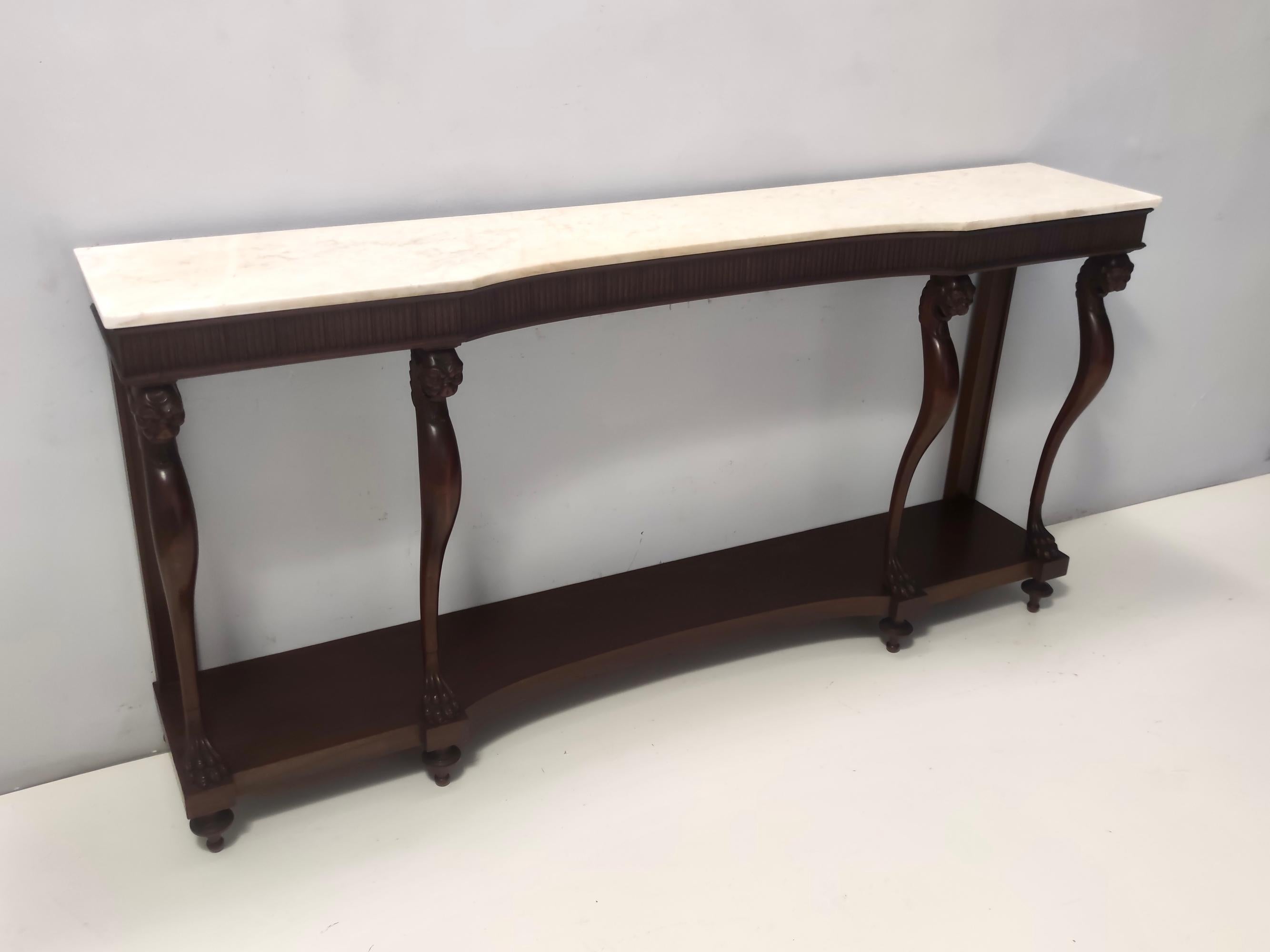 Vintage Outstanding Neoclassical Style Console with a Carrara Marble Top, Italy In Excellent Condition For Sale In Bresso, Lombardy