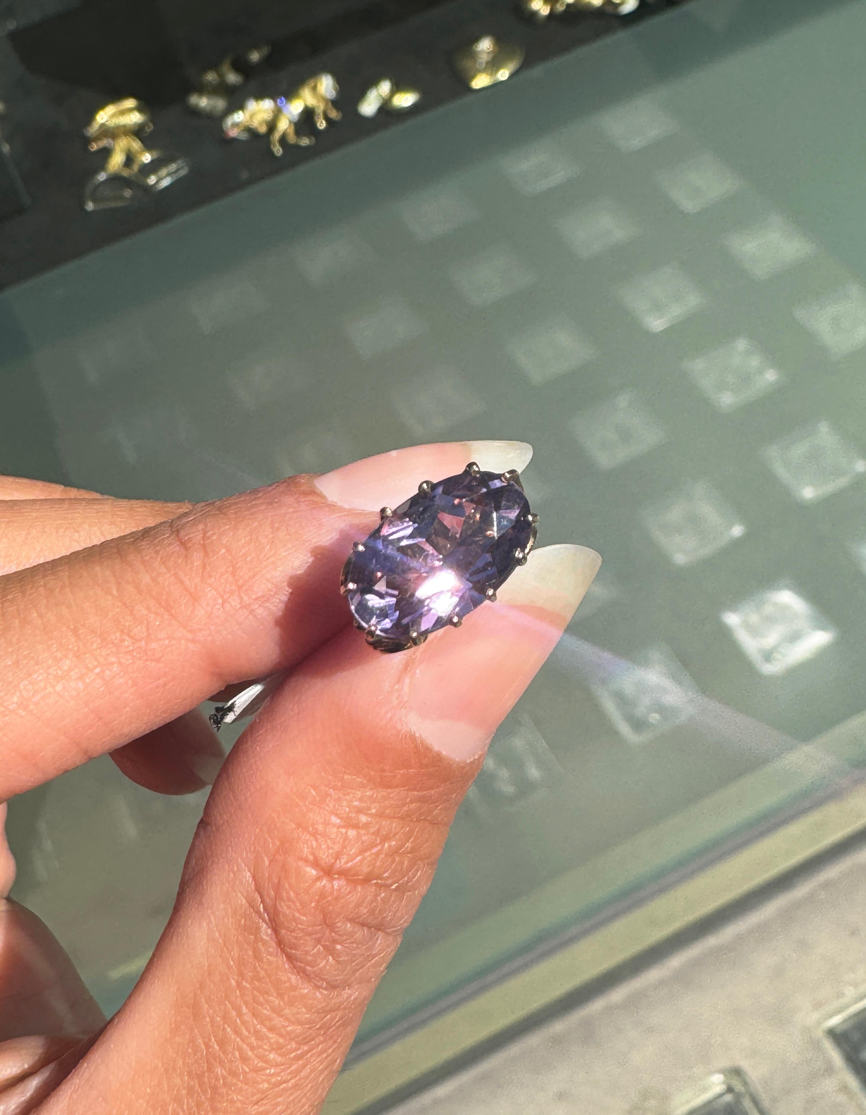 Oval Cut Vintage Oval Amethyst and 9 Carat Rose Gold Open Work Fixed Fob Charm, 1988 For Sale