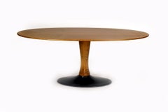 Vintage Oval Ash Veneer Coffee Table by Dřevotvar, Czechoslovakia, 1960s
