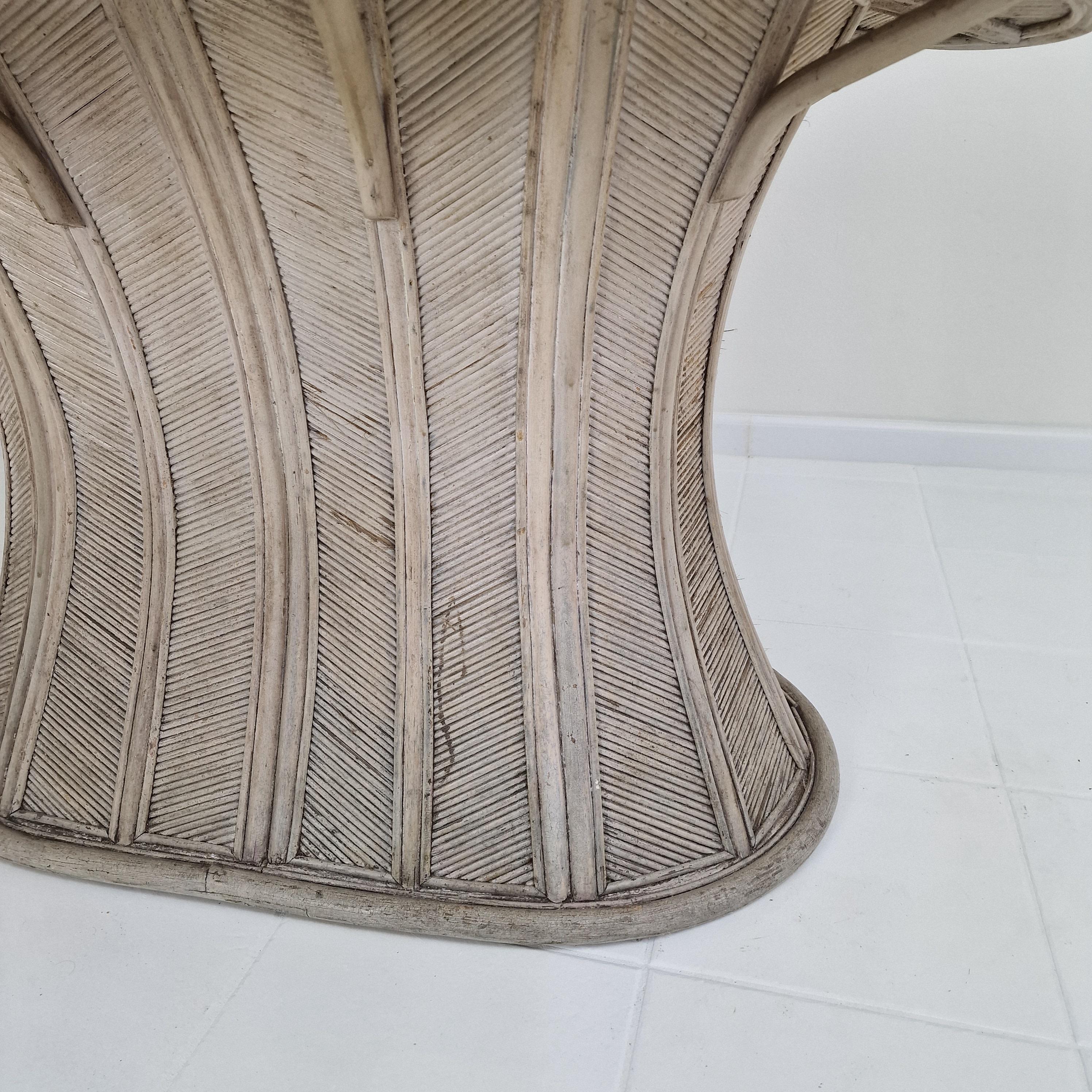 Base de table de salle à manger ovale vintage en bambou et rotin, France années 1980 en vente 4