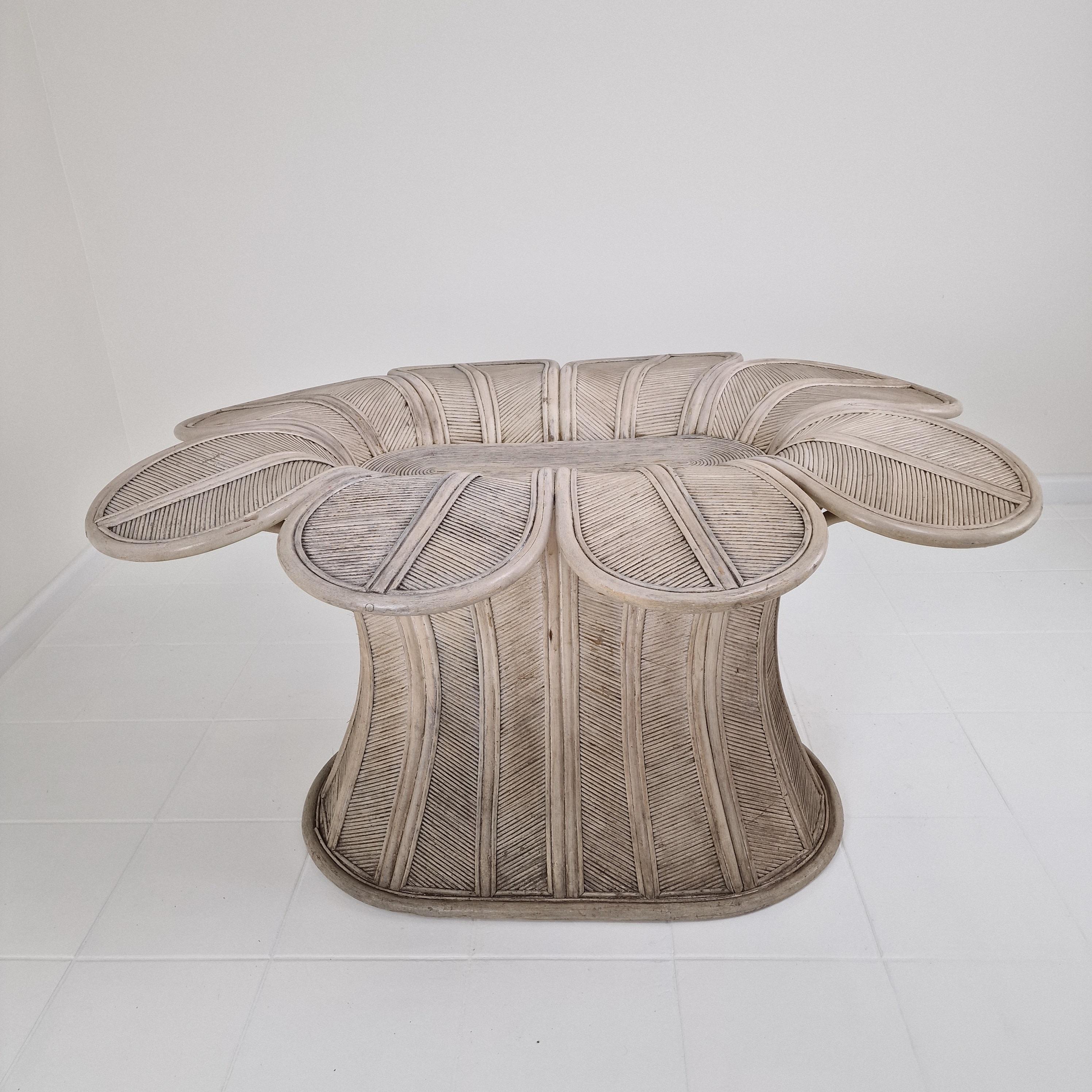 Base de table de salle à manger ovale vintage en bambou et rotin, France années 1980 en vente 7