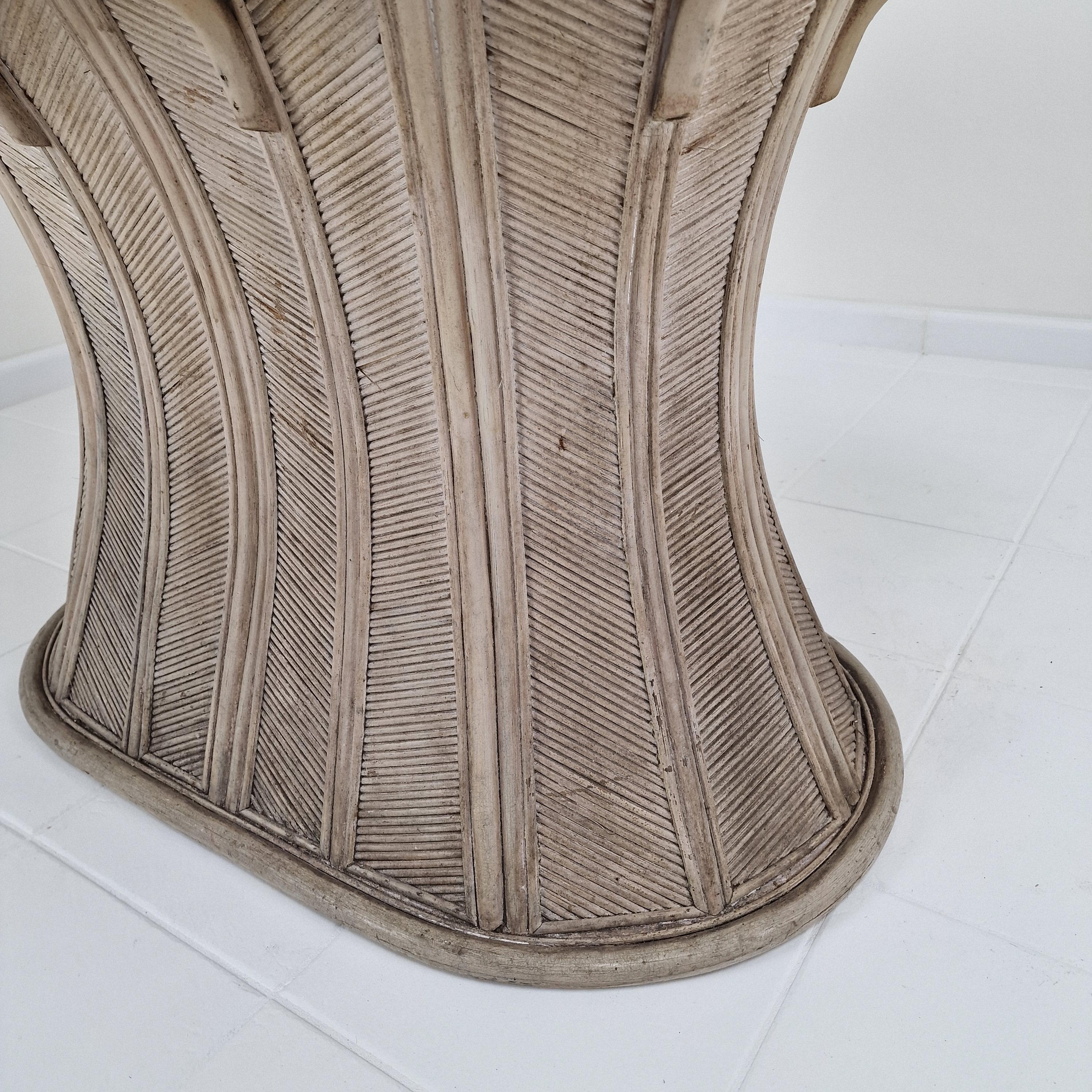 Base de table de salle à manger ovale vintage en bambou et rotin, France années 1980 en vente 8