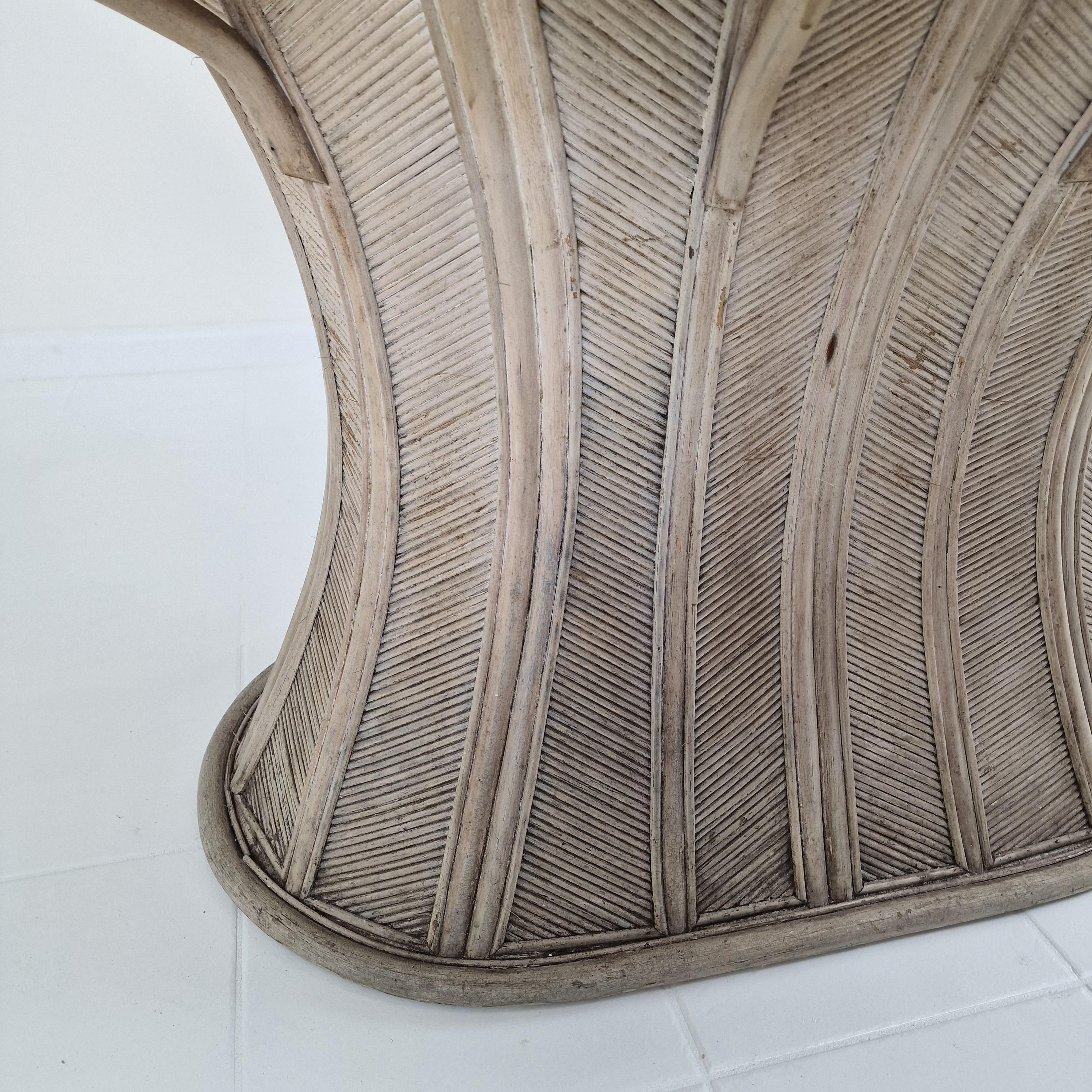 Base de table de salle à manger ovale vintage en bambou et rotin, France années 1980 en vente 9