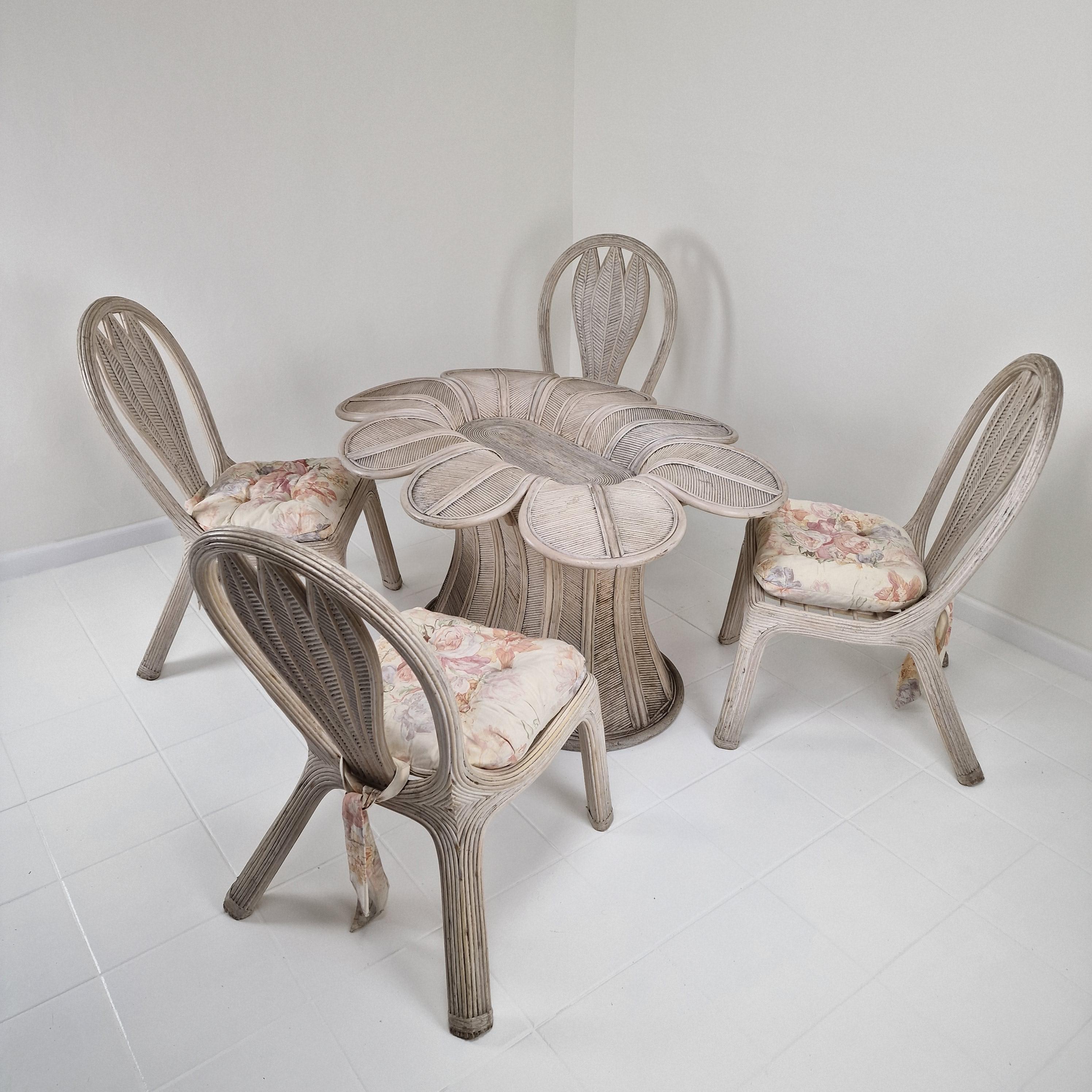 Base de table de salle à manger ovale vintage en bambou et rotin, France années 1980 en vente 10