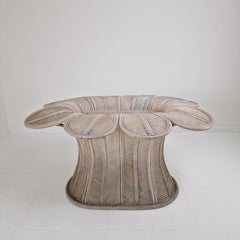 Vintage Oval Bamboo and Rattan Dining Table Base, France 1980's