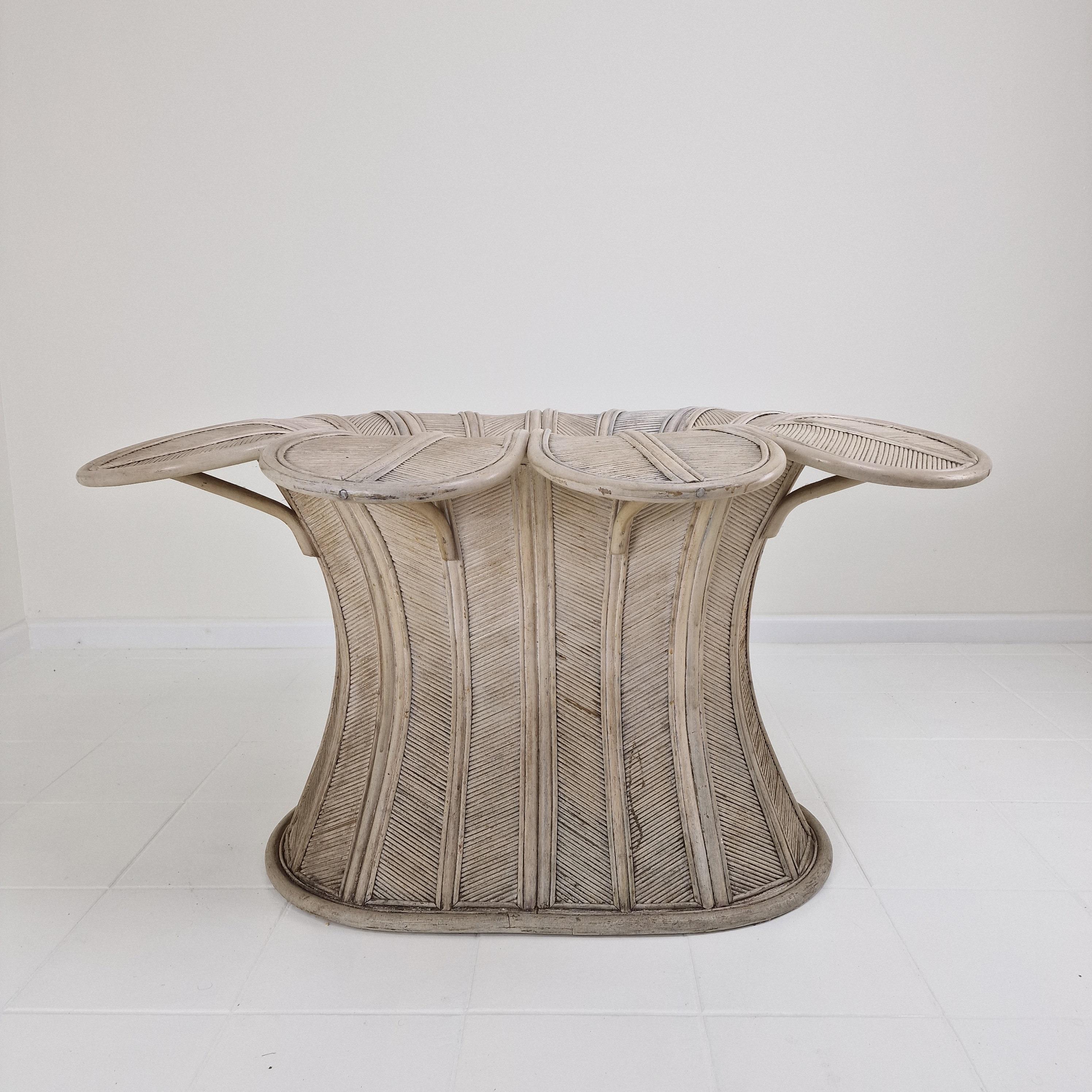 Base de table de salle à manger ovale vintage en bambou et rotin, France années 1980 État moyen - En vente à Oud Beijerland, NL
