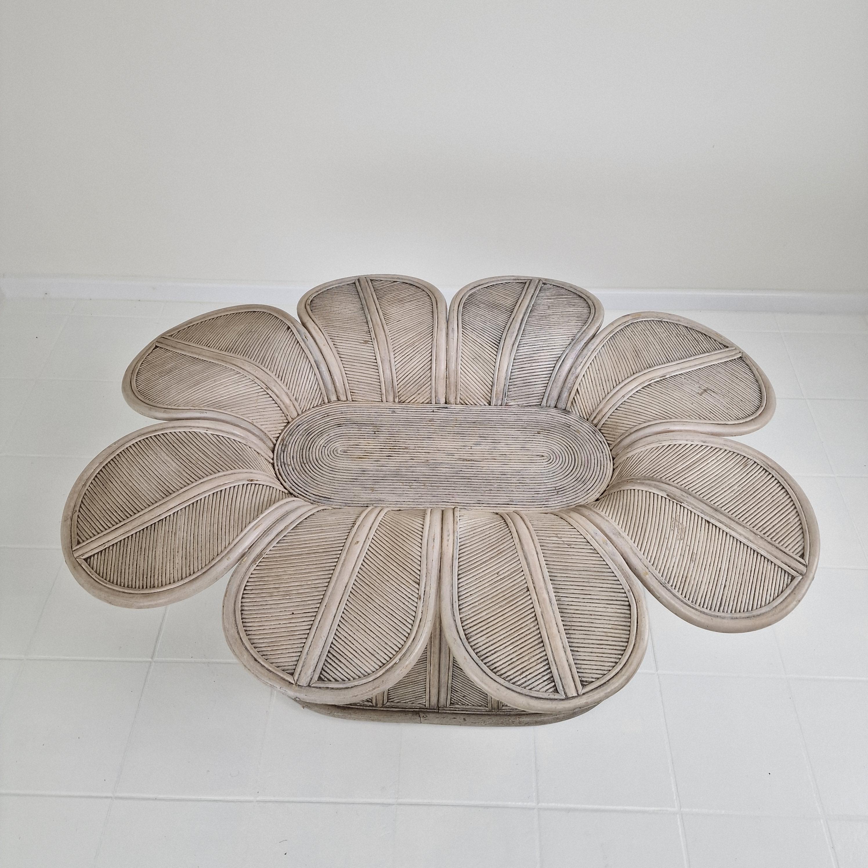Fin du 20e siècle Base de table de salle à manger ovale vintage en bambou et rotin, France années 1980 en vente