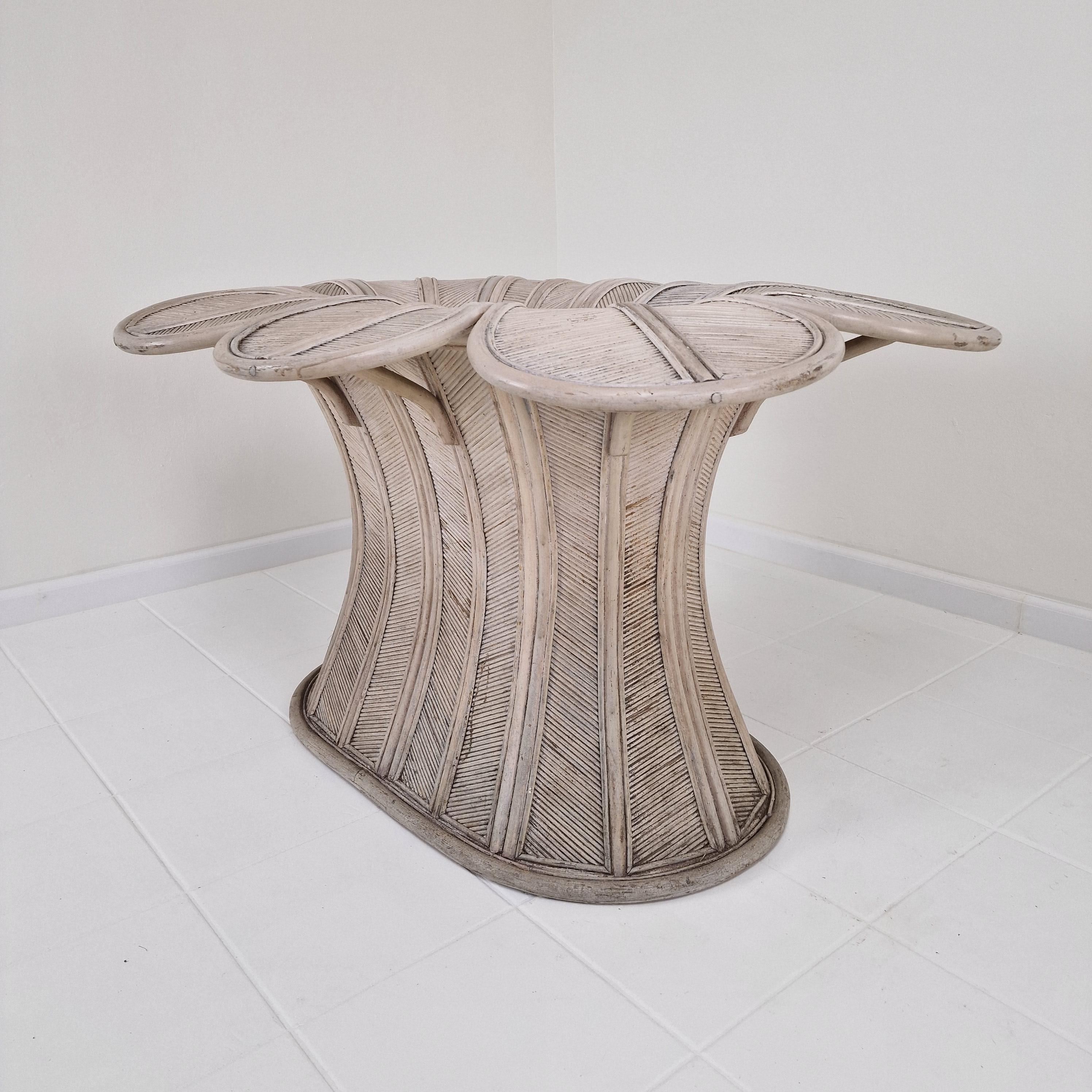 Base de table de salle à manger ovale vintage en bambou et rotin, France années 1980 en vente 2