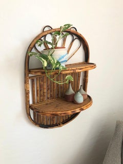 Vintage Oval Bamboo Shelf