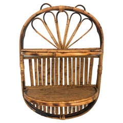 Vintage Oval Bamboo Shelf