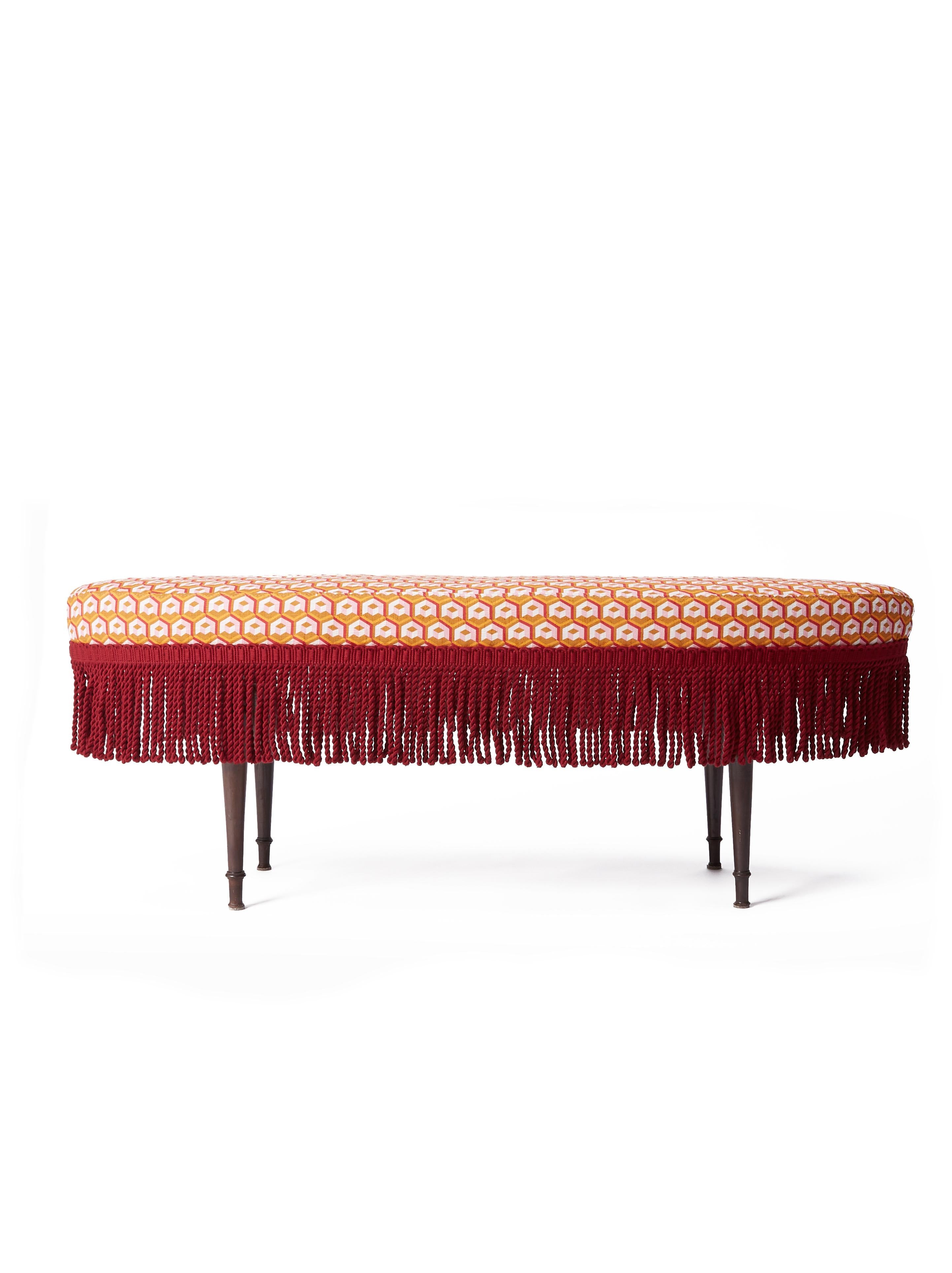 There’s no place like a print-punching home and this striking vintage bench is here to prove it. Starting life in Torino in the late 1950s, this oval design is part of our collaboration with the genius antique marketplace, 1stDibs. For its latest