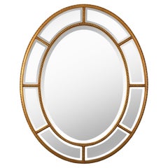 Vintage Oval Beveled Mirror with Bead Detail