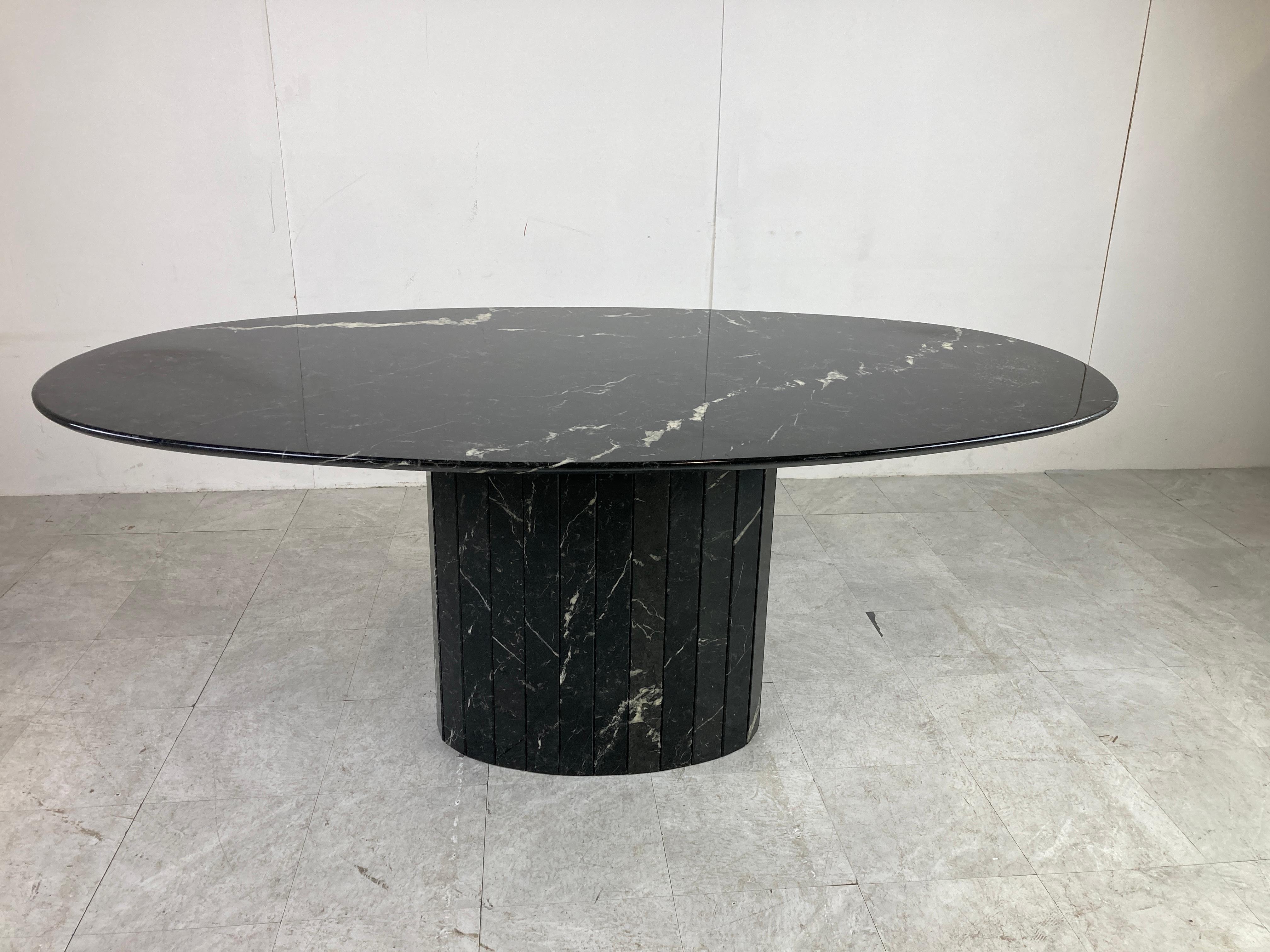 Vintage Oval Black Marble Dining Table, 1970s at 1stDibs