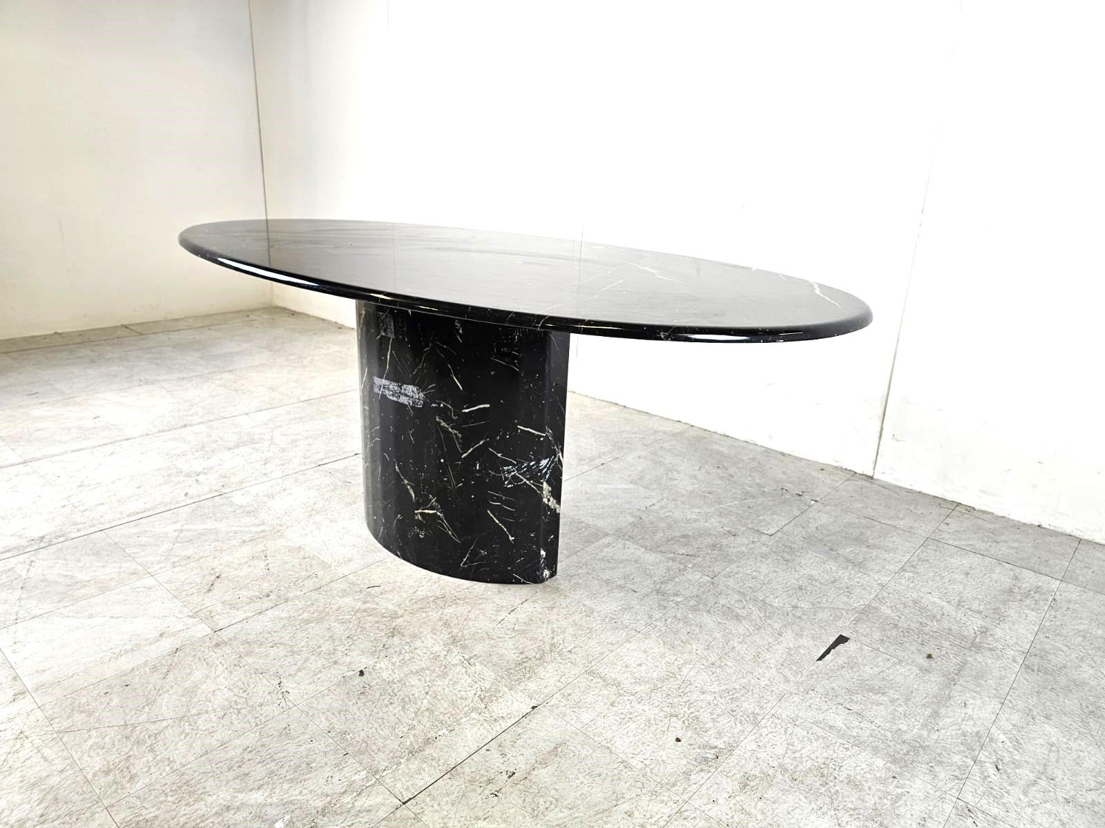 Late 20th Century Vintage oval black marble dining table, 1970s For Sale