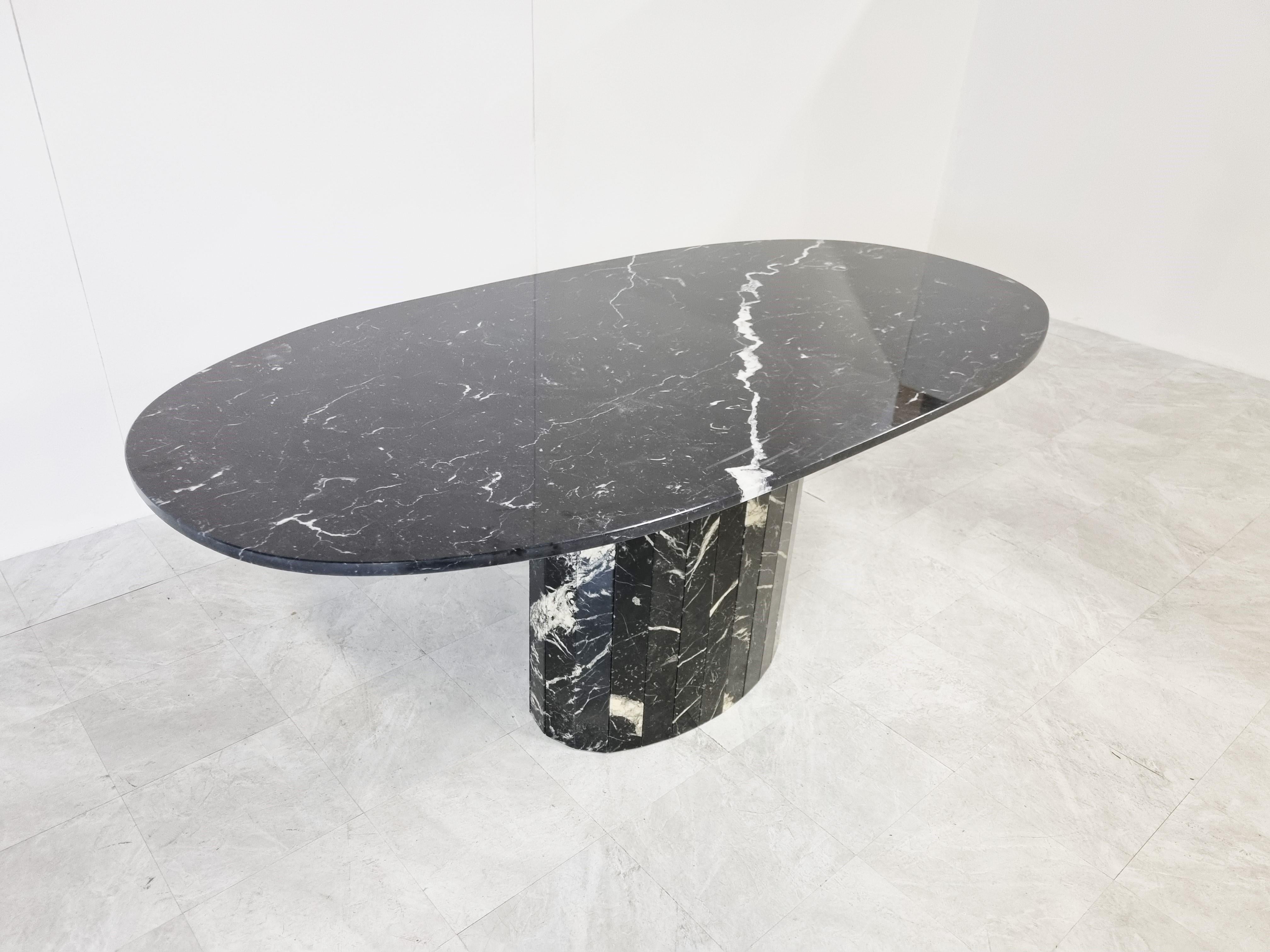 Vintage Oval Black Marble Dining Table, 1970s 2