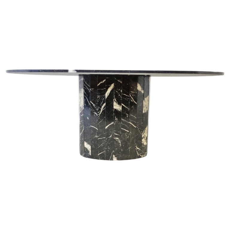 Black Marble Oval Dining Table, 1970s, Offered by Vintiques