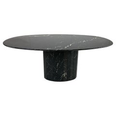 Vintage Oval Black Marble Dining Table, 1970s