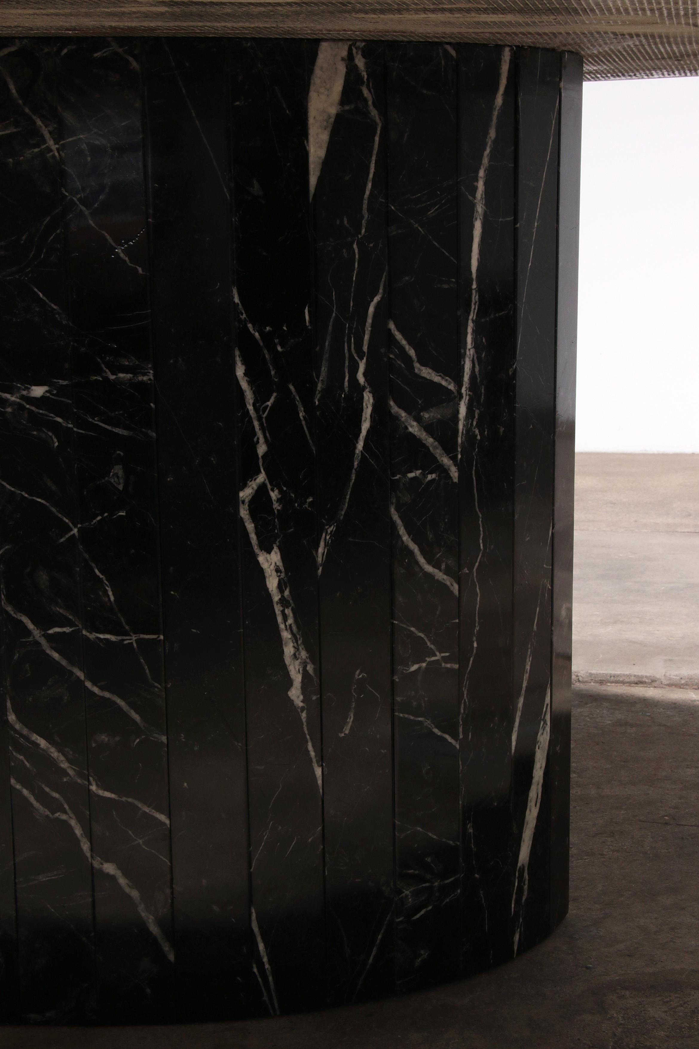 Late 20th Century Vintage Oval Black Marble Dining Table, 1970s Italian Design