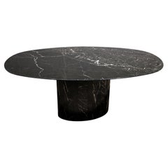 Ovaler Vintage-Esstisch aus schwarzem Marmor, italienisches Design, 1970er Jahre