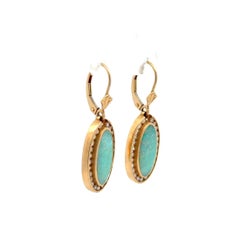 Vintage Oval Black Opal Doublet and RBC Diamond Gold Drop Earrings