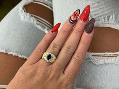 Vintage Oval Blue Sapphire and Diamond Ring in 14k Yellow Gold