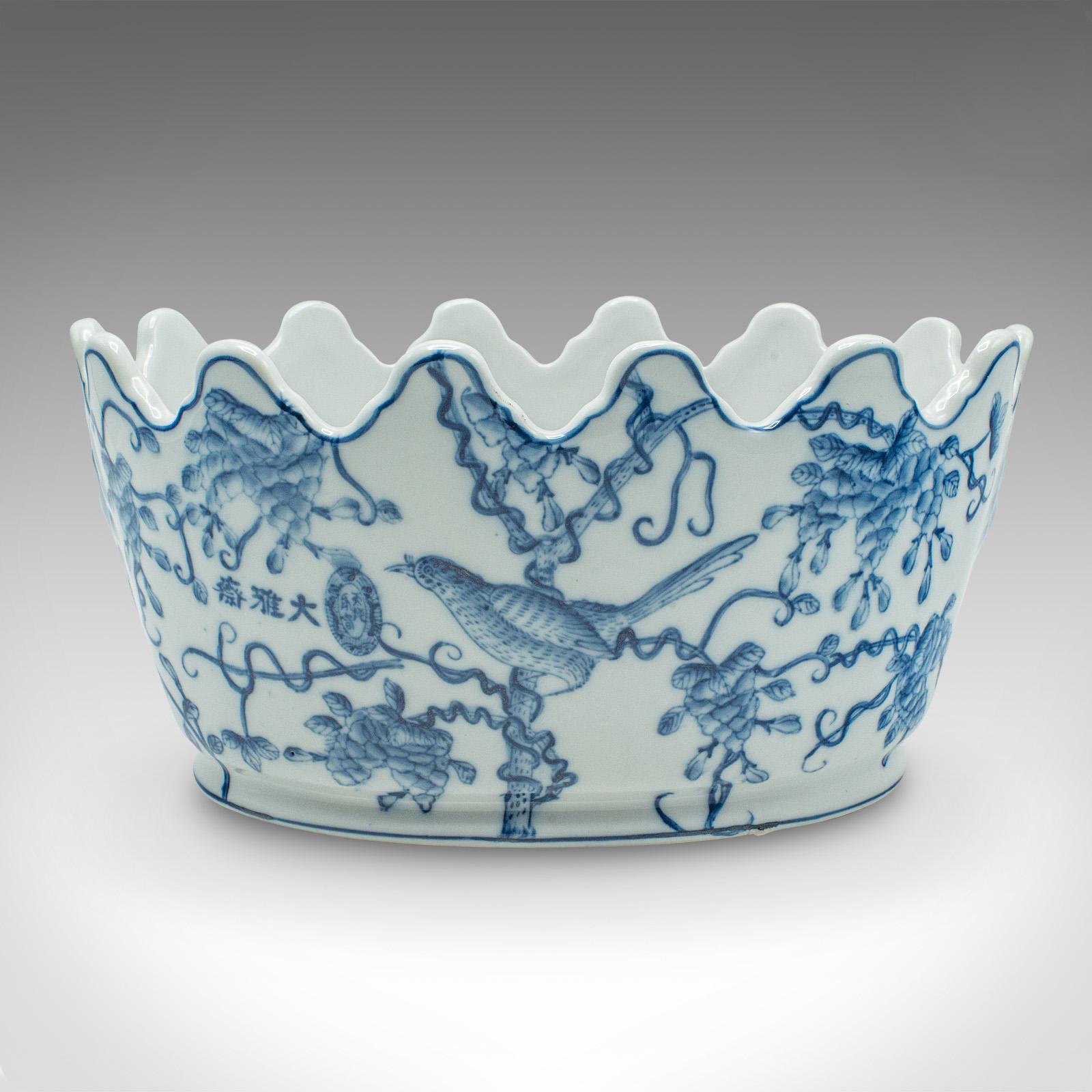 Chinois Jardinière ovale, chinoise, céramique, décorative, pot de jardinière en vente