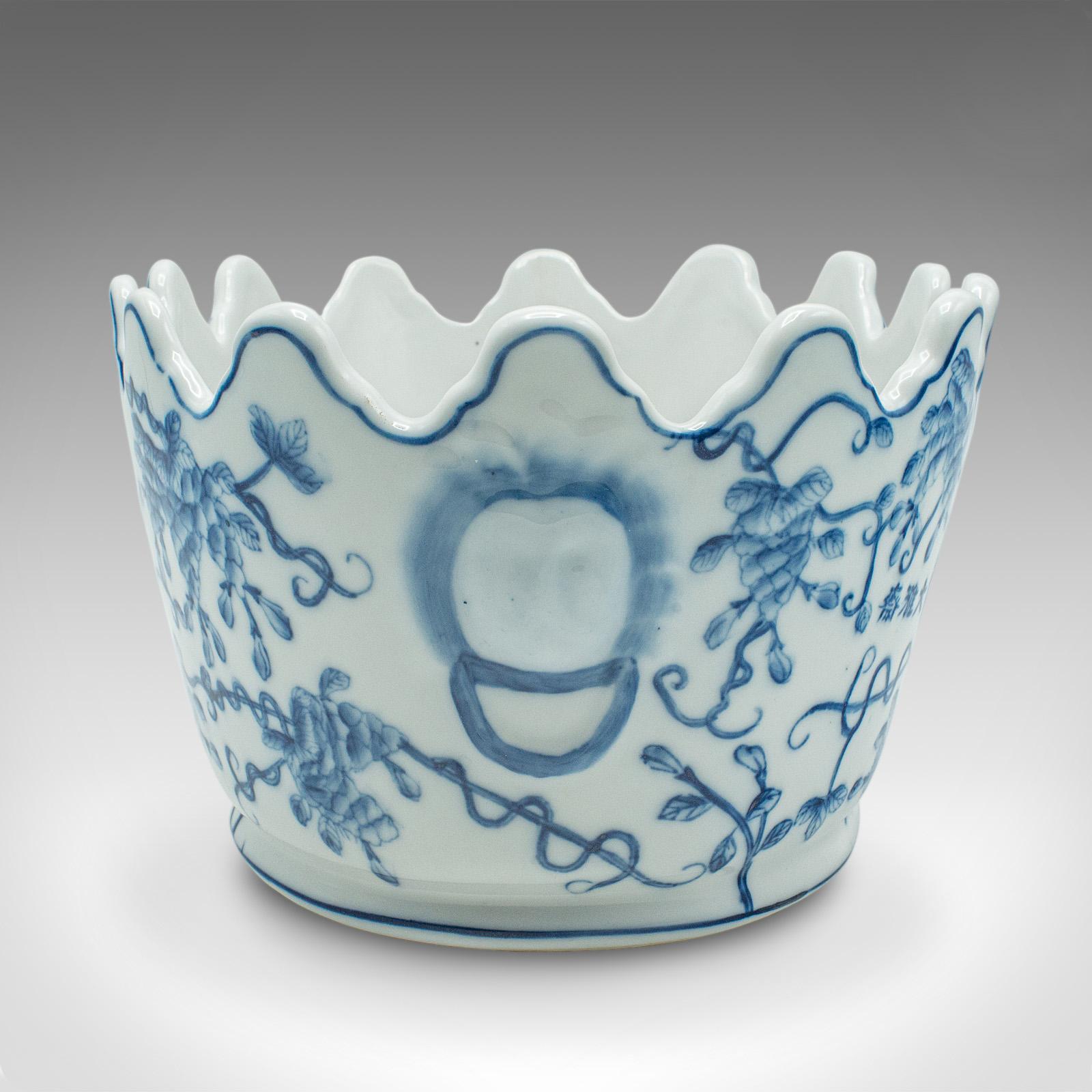 Jardinière ovale, chinoise, céramique, décorative, pot de jardinière Bon état - En vente à Hele, Devon, GB