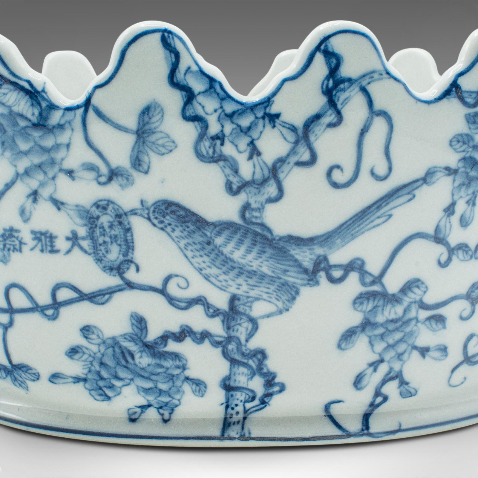 Jardinière ovale, chinoise, céramique, décorative, pot de jardinière en vente 1