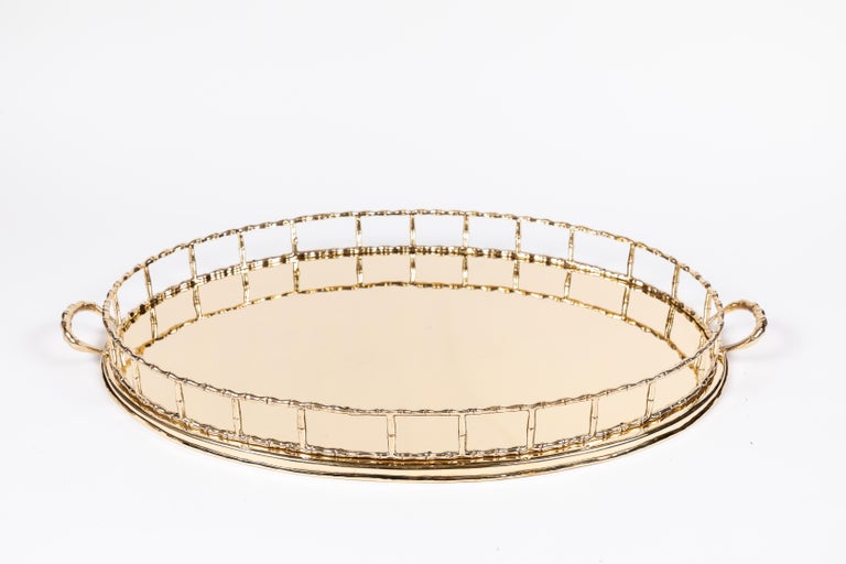 Vintage Oval Brass 'Bamboo' Tray at 1stDibs
