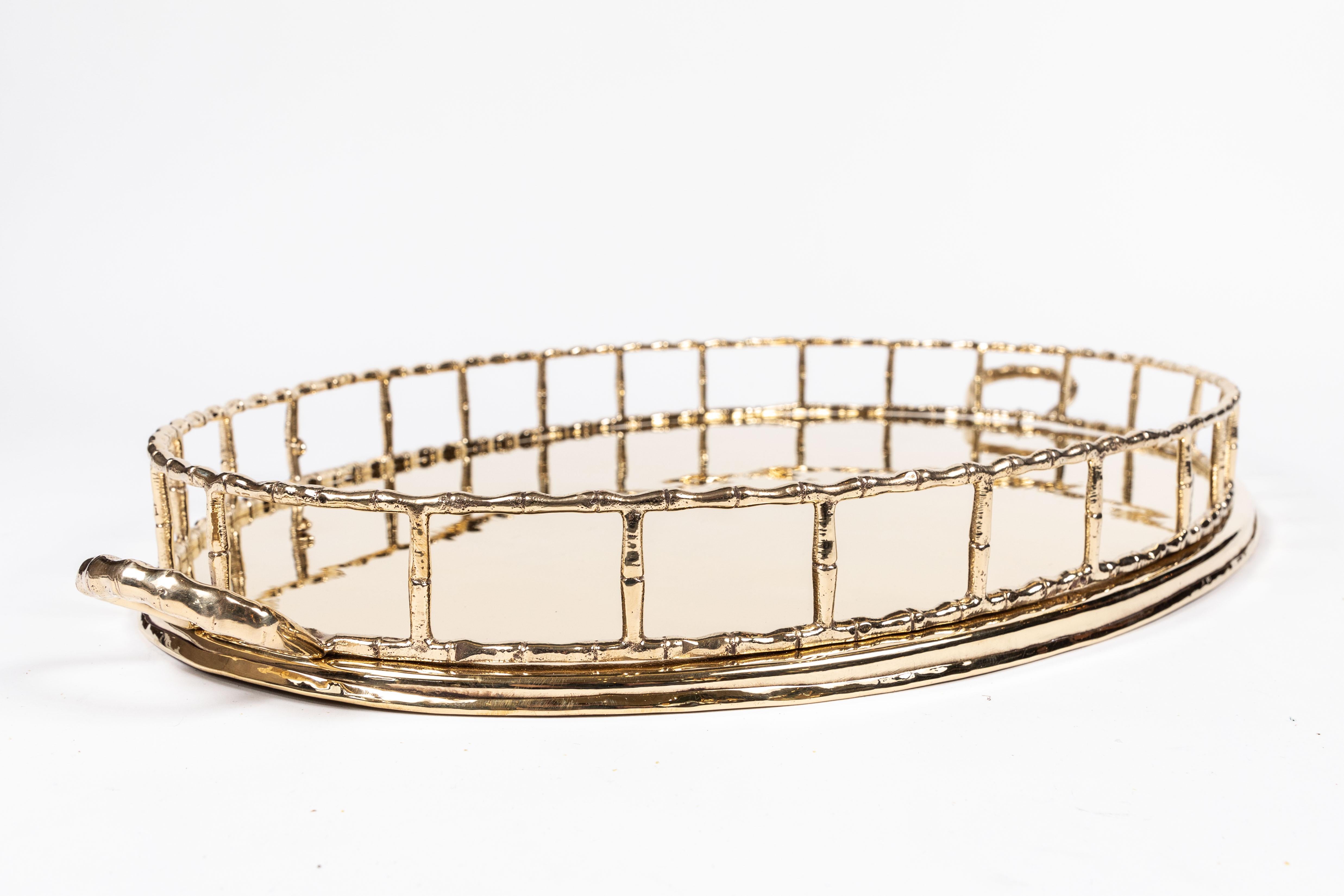 20th Century Vintage Oval Brass 'Bamboo' Tray