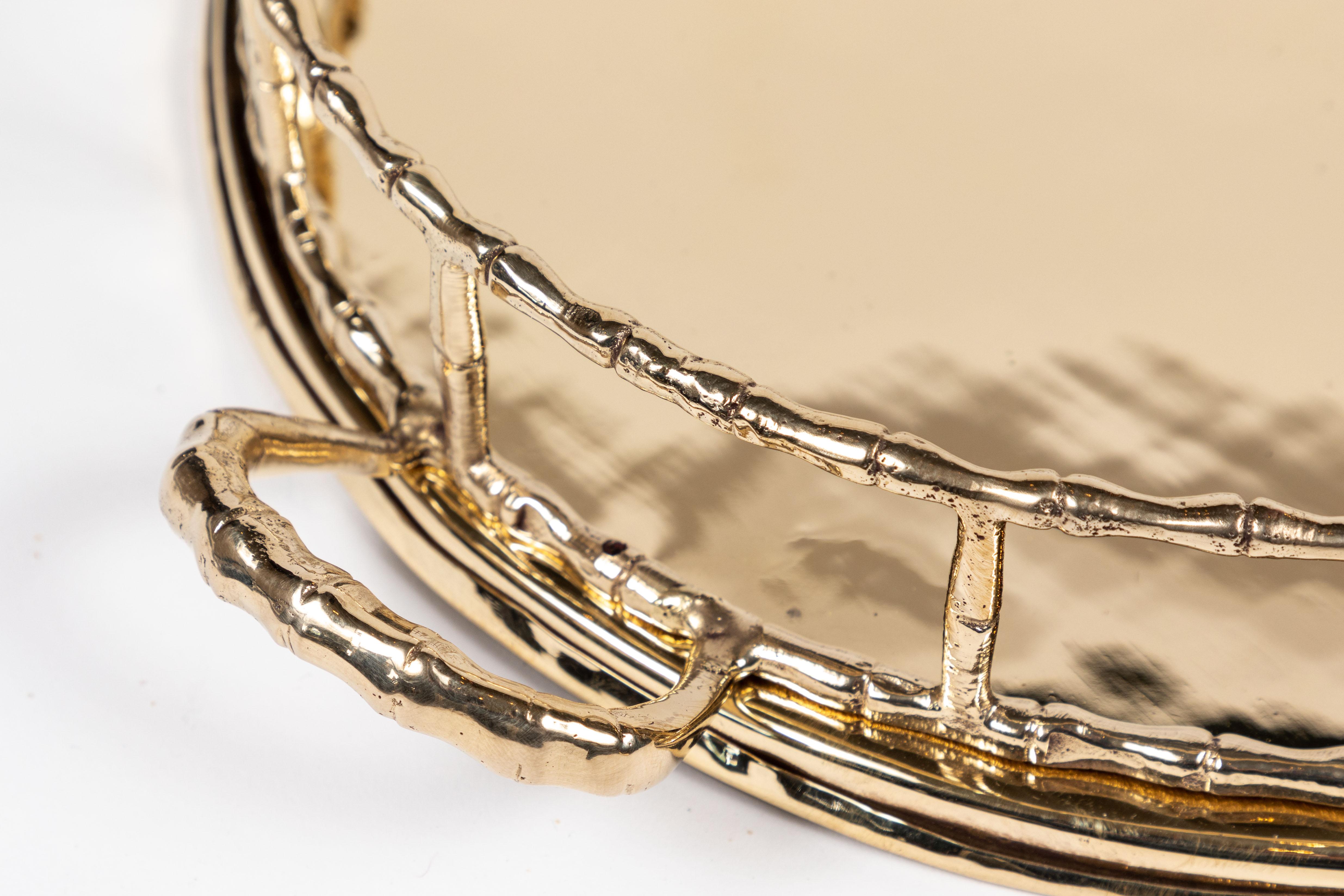 Vintage Oval Brass 'Bamboo' Tray 1