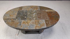 Vintage oval brutalist coffee table, 1970s