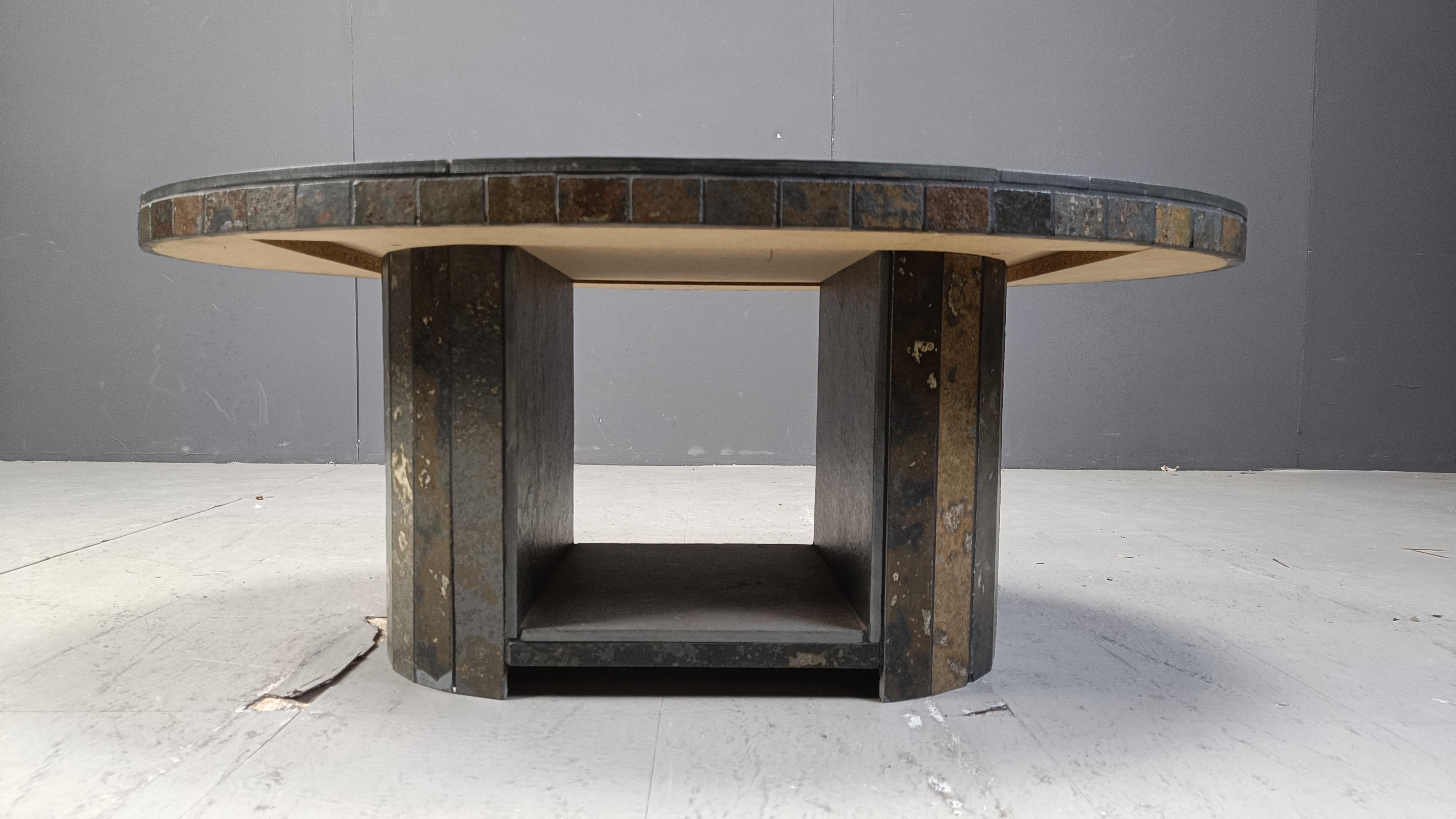 Late 20th Century Vintage oval brutalist coffee table, 1970s For Sale