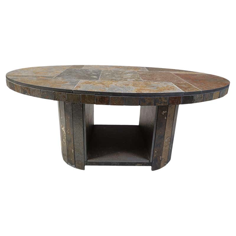 Vintage Brutalist Mid-Century Design Coffee Table with inlaid tiles For ...