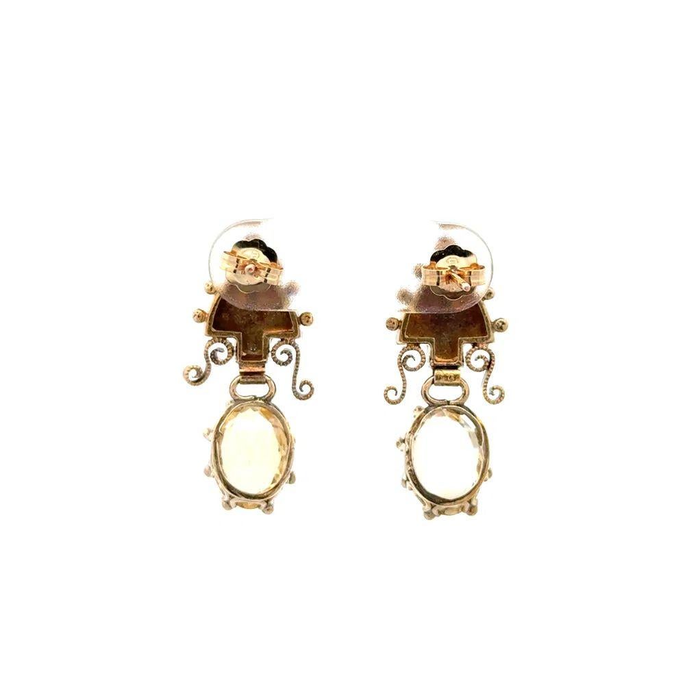 Vintage Oval Citrin Gold Drop Victorian Ohrringe (Ovalschliff) im Angebot