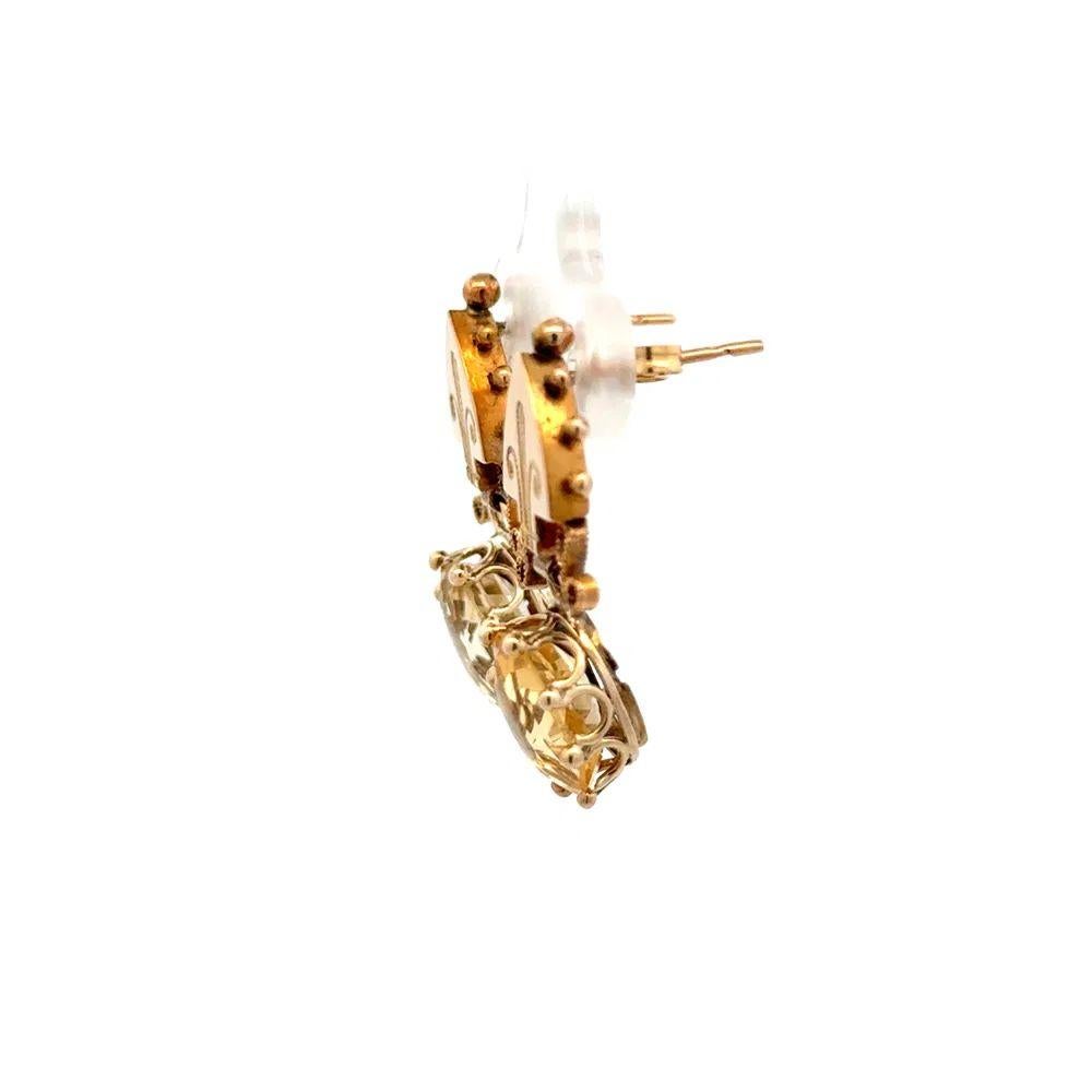 Vintage Oval Citrin Gold Drop Victorian Ohrringe im Zustand „Hervorragend“ im Angebot in Montreal, QC