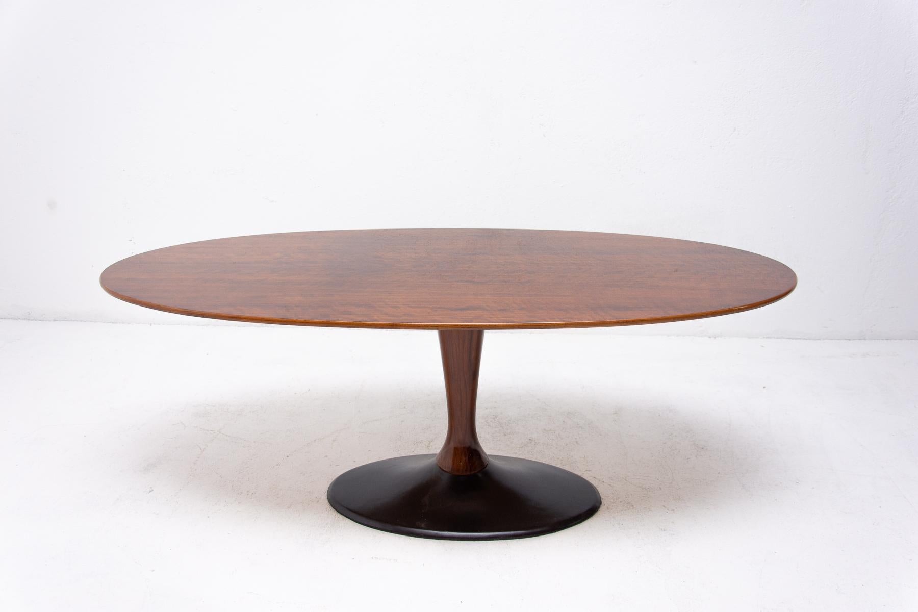 Mid-Century Modern Vintage Oval Coffee Table from Czechoslovakia, 1970s