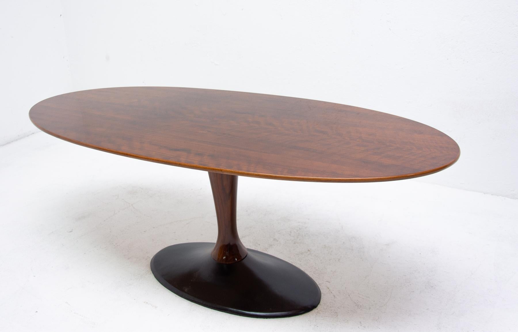 Wood Vintage Oval Coffee Table from Czechoslovakia, 1970s