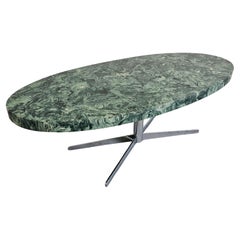 Table basse ovale vintage de Florence Knoll avec plateau vert