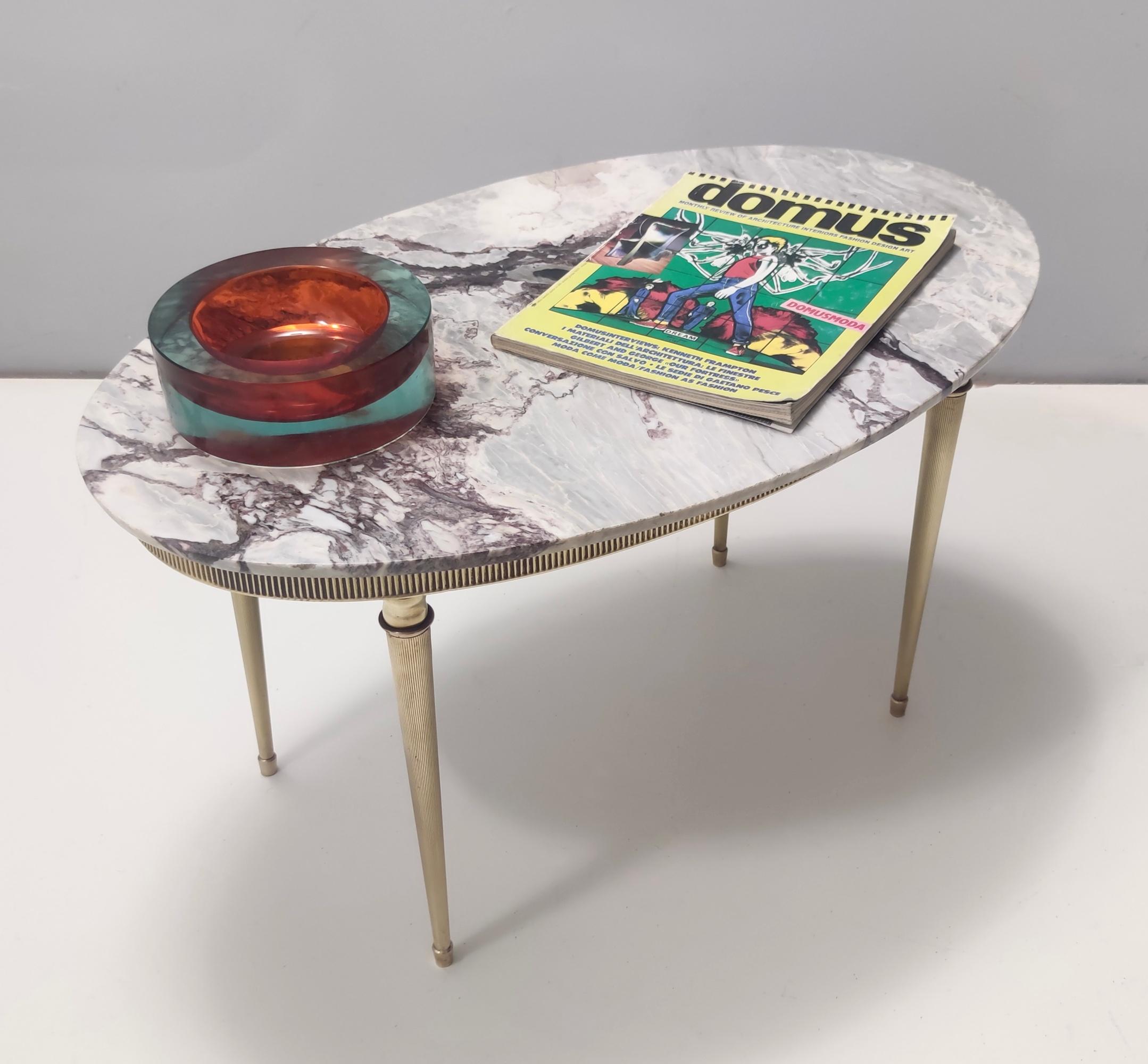 Vintage Oval Coffee Table with Brass Frame and Calacatta Viola Marble ...