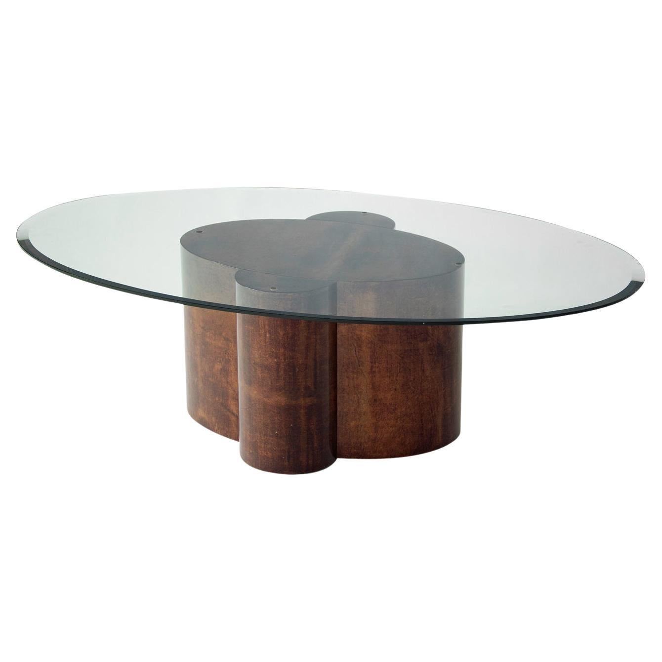 Vintage Oval Coffee Table with Glass Top by Extroverso